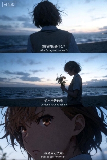 用AI生成的海边氛围三宫格,怎么内容变得越来越抽象了?