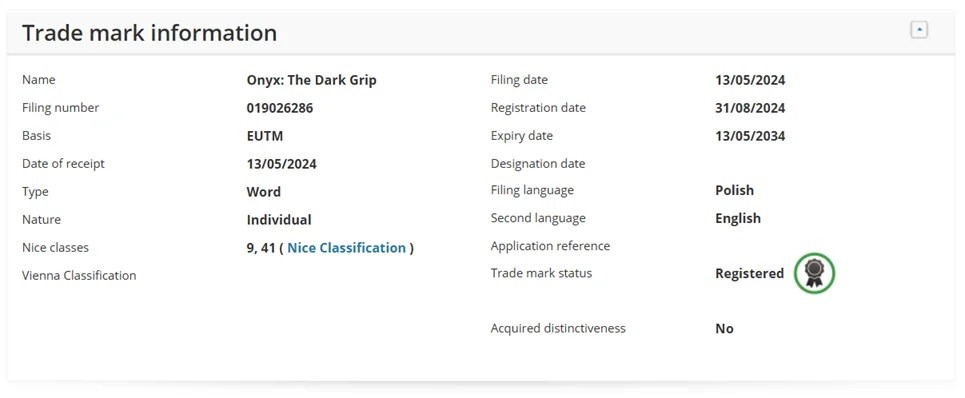 Bloober Team已提交新商标“Onyx The Dark Grip”申请